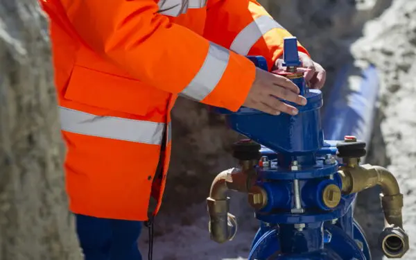 persoon controleert installatie